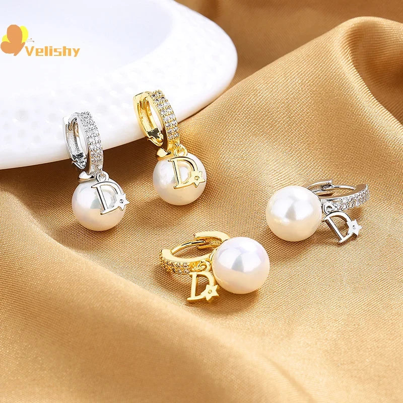 Pearl Hoop Earrings for Women | Light Luxury Fashion Jewelry