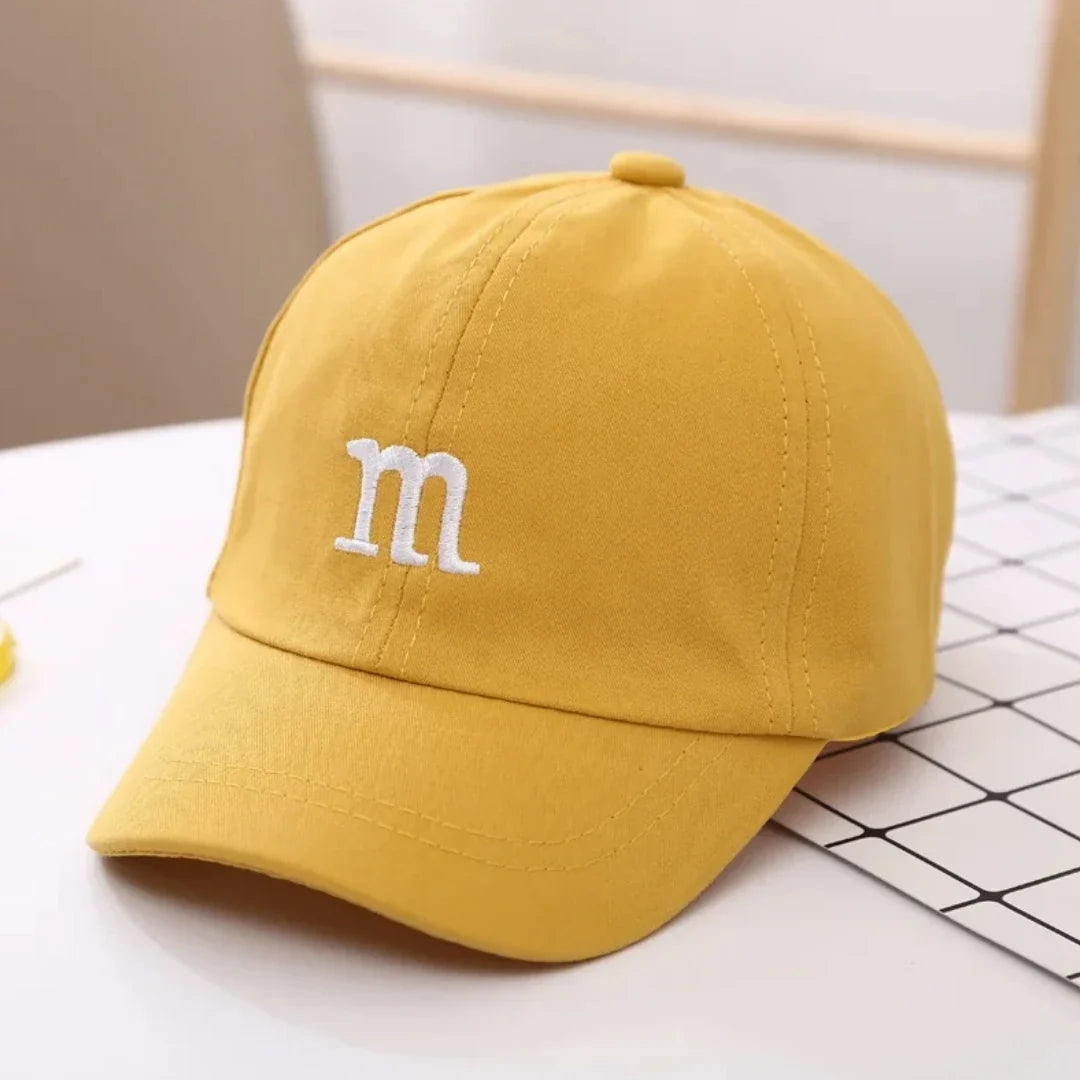 Girls Boys Adjustable Baseball Cap | Kids Sun Hat with M Letter Embroidery