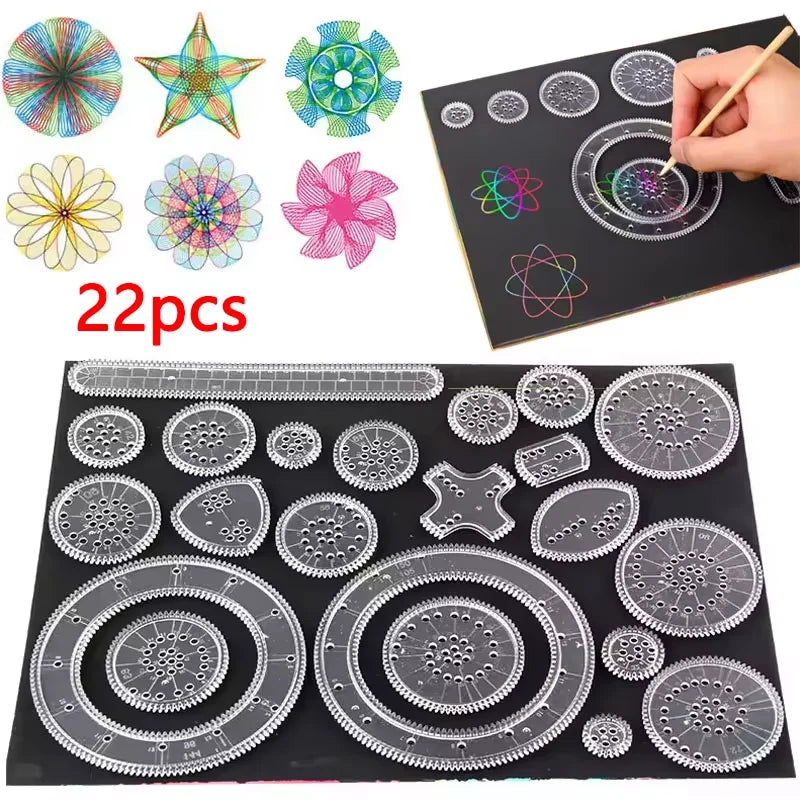 Spirograph Drawing Stencils Set | Creative Gears Geometry Art Kit for Kids