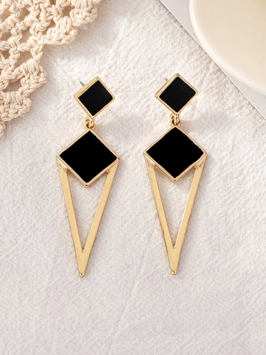Alloy Diamond-Shaped Oil-Drip Stud Earrings | Summer Trendy Geometric Jewelry