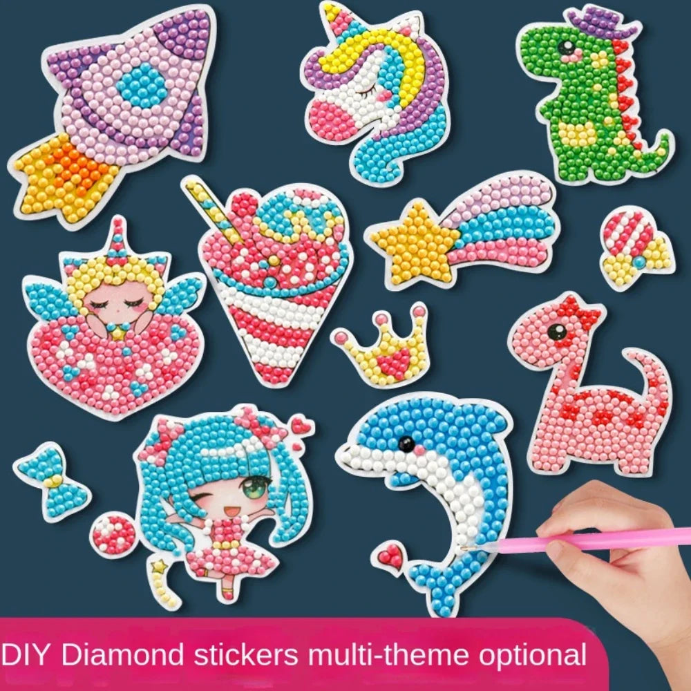 Child Diamond DIY Painting Sticker Set | Colorful Cartoon Arts and Crafts Gift for Kids