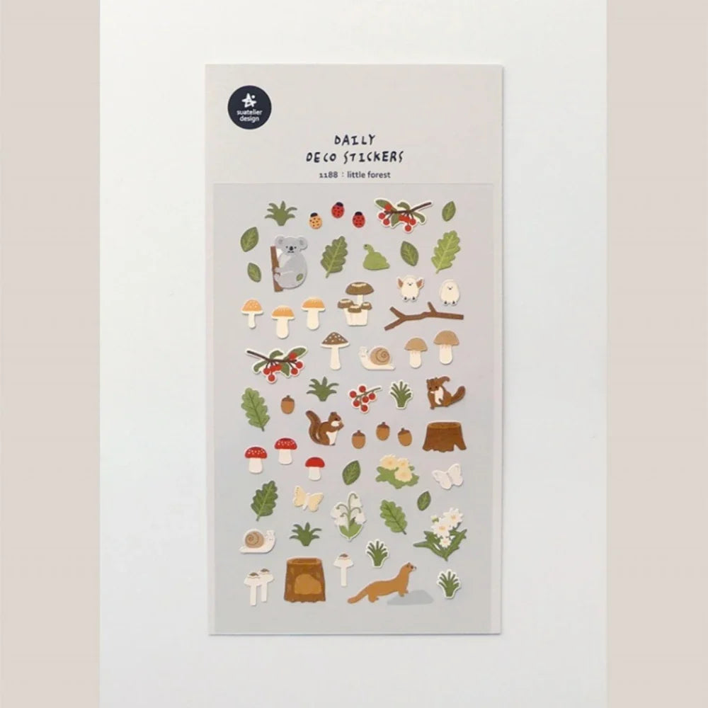 Suatelier Little Forest Animals Sticker Set | Cute Paper Stickers for Scrapbooking and Journaling