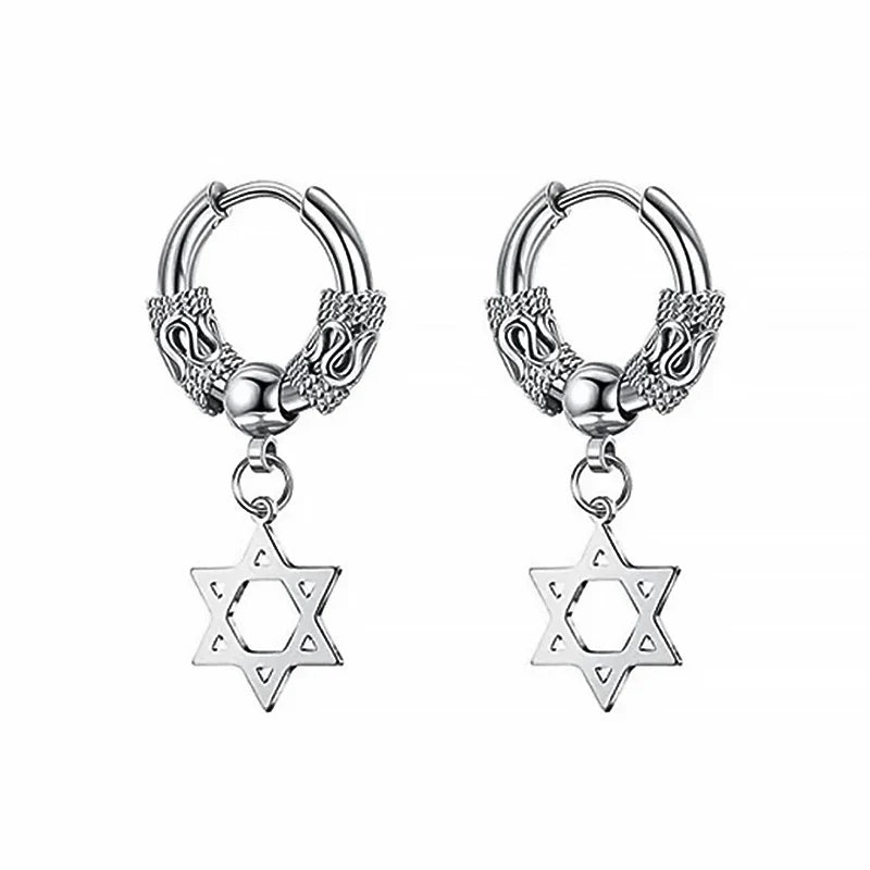 Gothic Stainless Steel Drop Hoop Earrings | Unisex Tassel Chain Jewelry