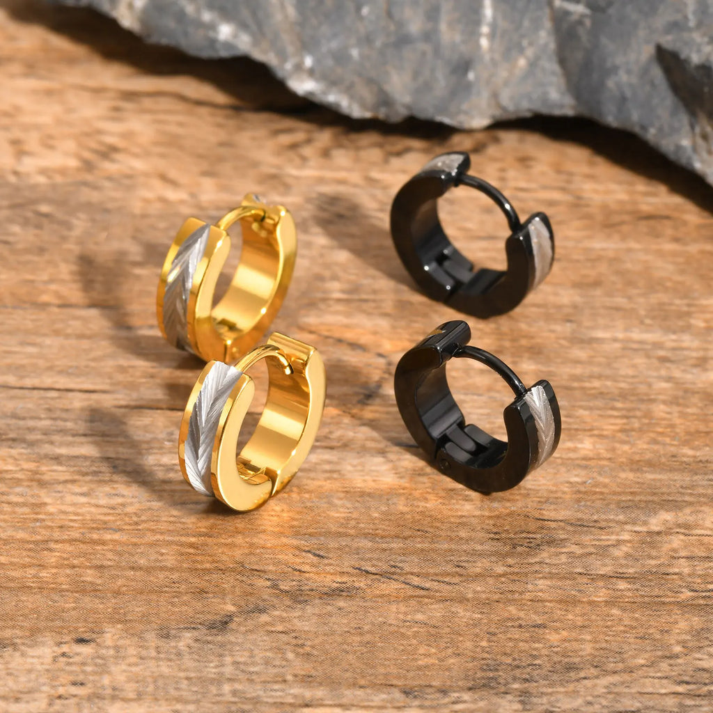 Vnox Stainless Steel Small Hoop Earrings for Men Women | Stylish Two-Tone Metal Huggies