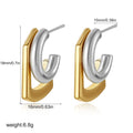 C Shape Hoop Earrings Gold Silver Mix | Trendy Women's Huggie Earrings