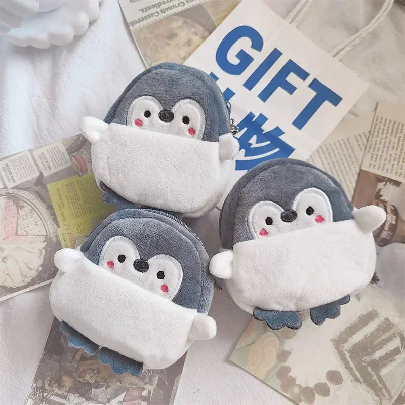 Cute Animal Plush Coin Purse | Zipper Change Purse with Keychain Mini Wallet