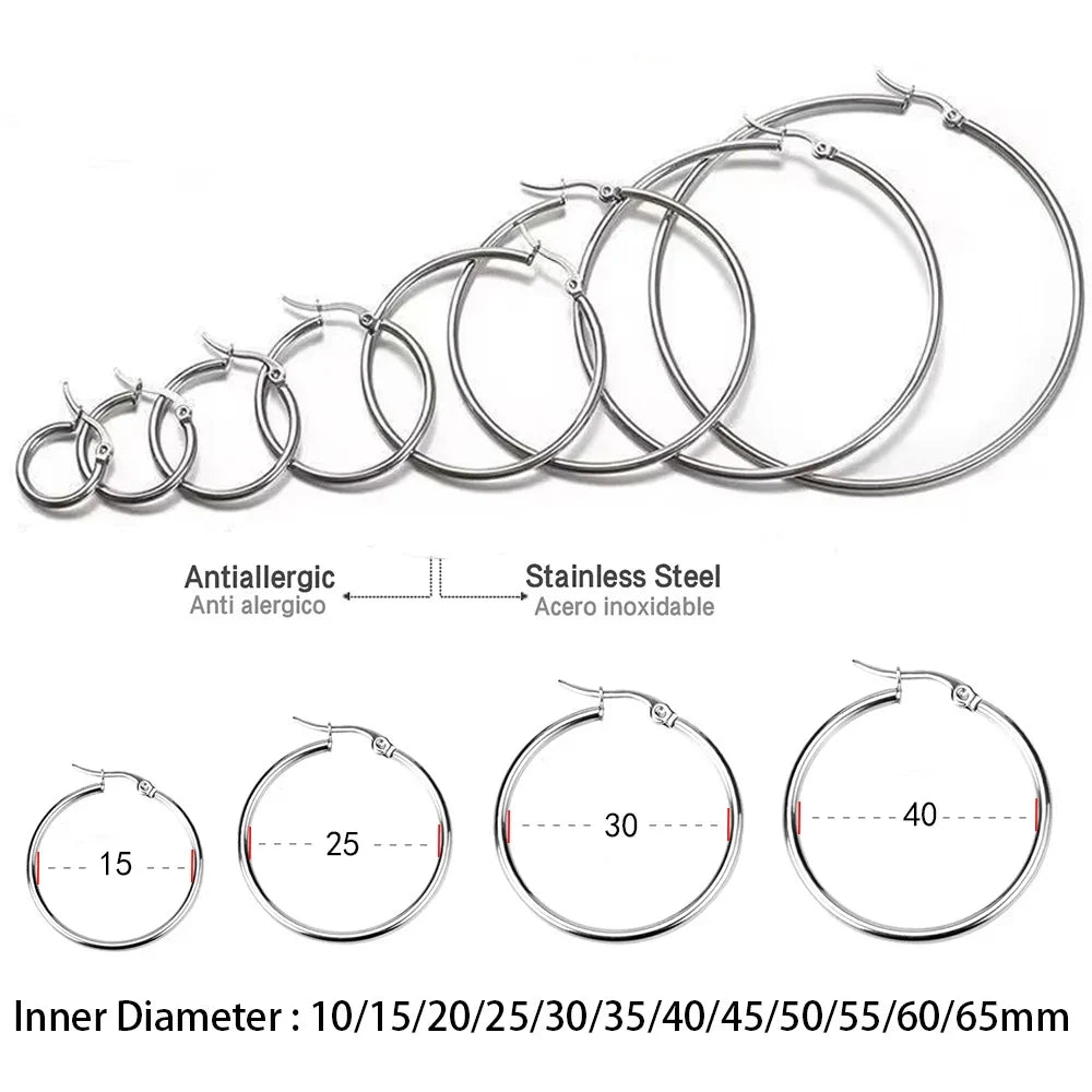 LUXUSTEEL Golden Stainless Steel Hoop Earrings | Big and Small Circle Ear Jewelry for Women and Men