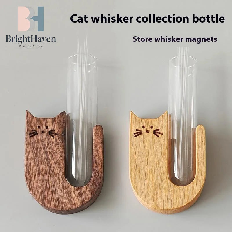 Glass Cat Whisker Jar | Pet Hair Holder Refrigerator Magnet Memorial Gift