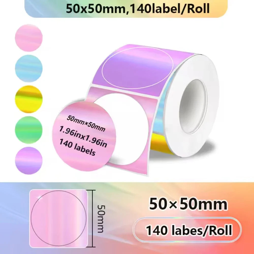 140Pcs 50x50mm Self-Adhesive Thermal Sticker Labels | Compatible with Phomemo M110 M220 M200 E210 P50 DETONG P1