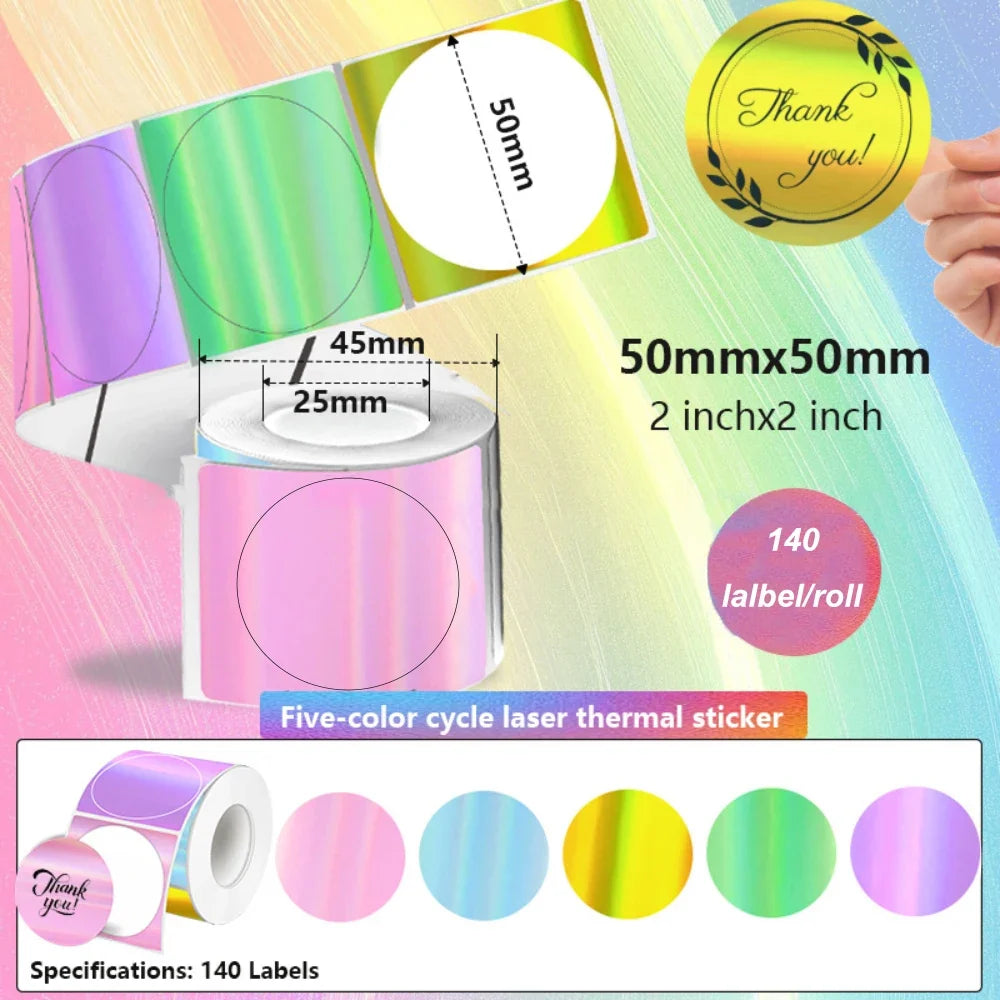 140Pcs 50x50mm Self-Adhesive Thermal Sticker Labels | Compatible with Phomemo M110 M220 M200 E210 P50 DETONG P1