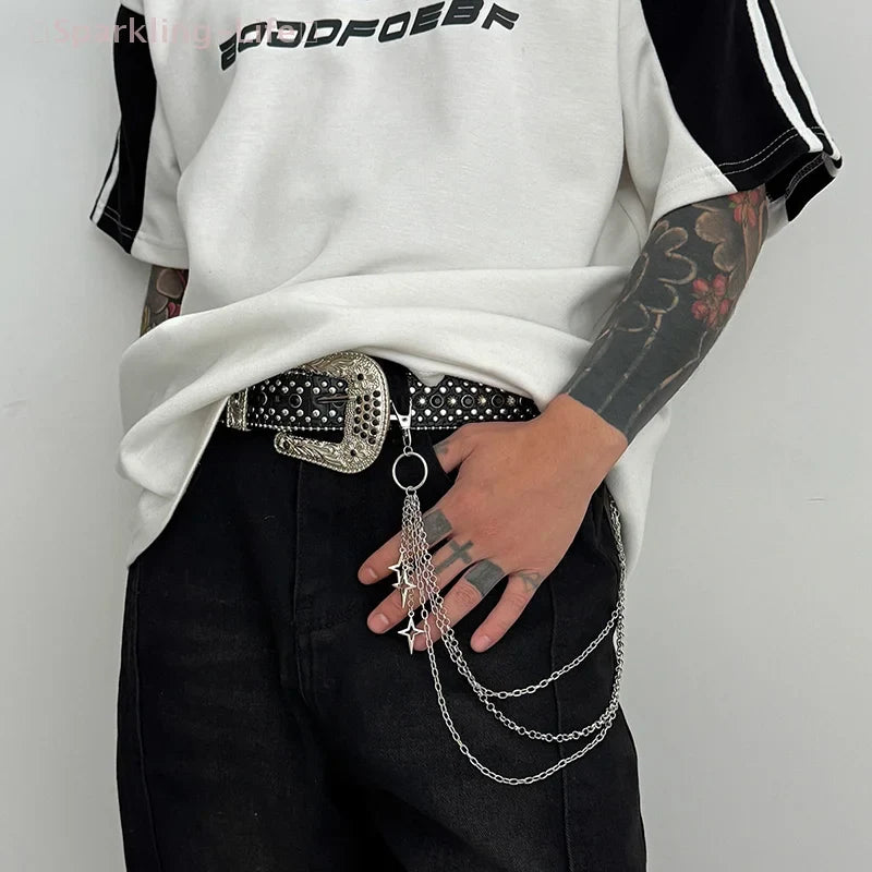 Retro Punk Cross Pendant Waist Chain | Unisex Hip Hop Jeans Keychain Accessory