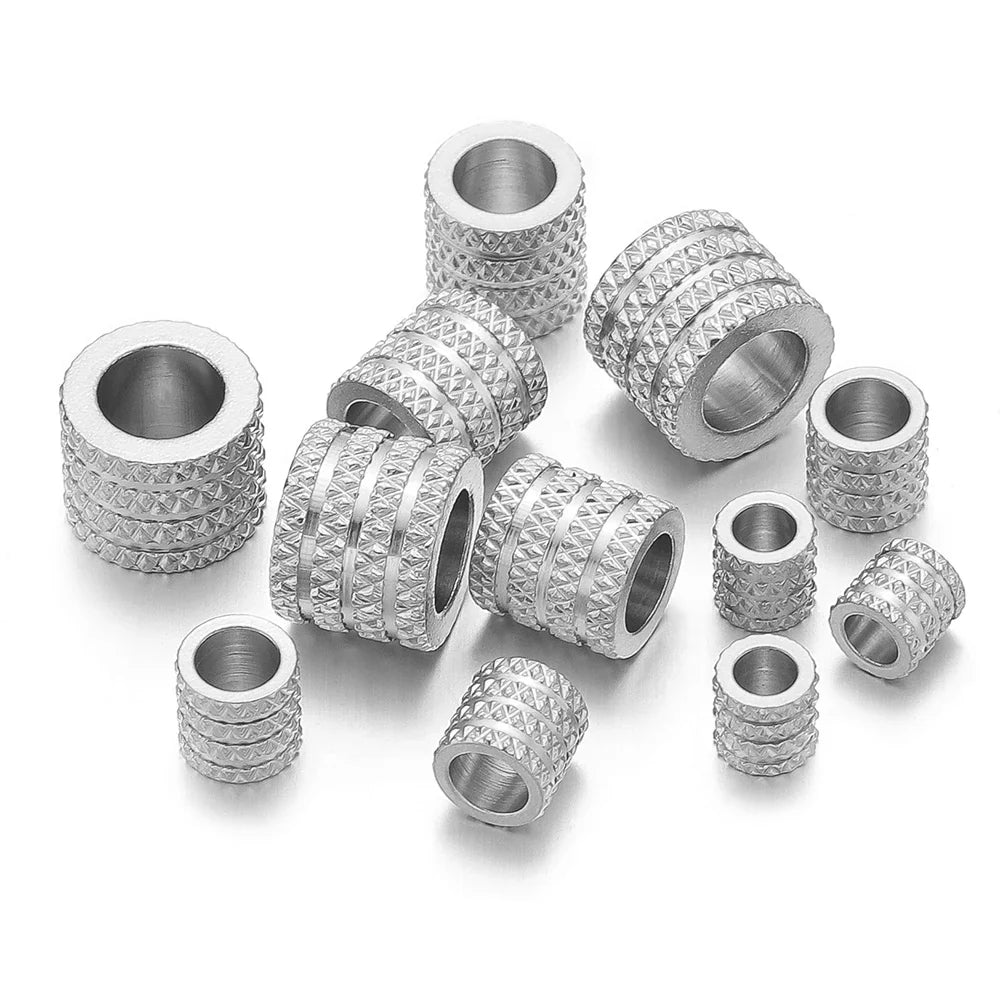 10Pcs Stainless Steel Big Hole Spacer Beads | DIY Jewelry Findings for Bracelets and Necklaces