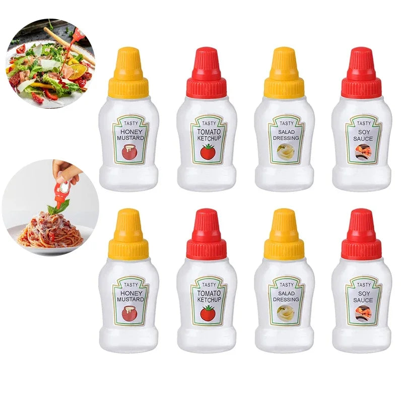 Mini Squeeze Condiment Bottles | 25ml Portable Camping Ketchup Oil Cruet Set