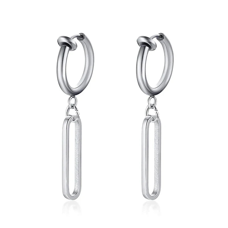 Vintage Razor Hollow Drop Earrings | Stainless Steel Punk Dangle Earrings for Men and Women
