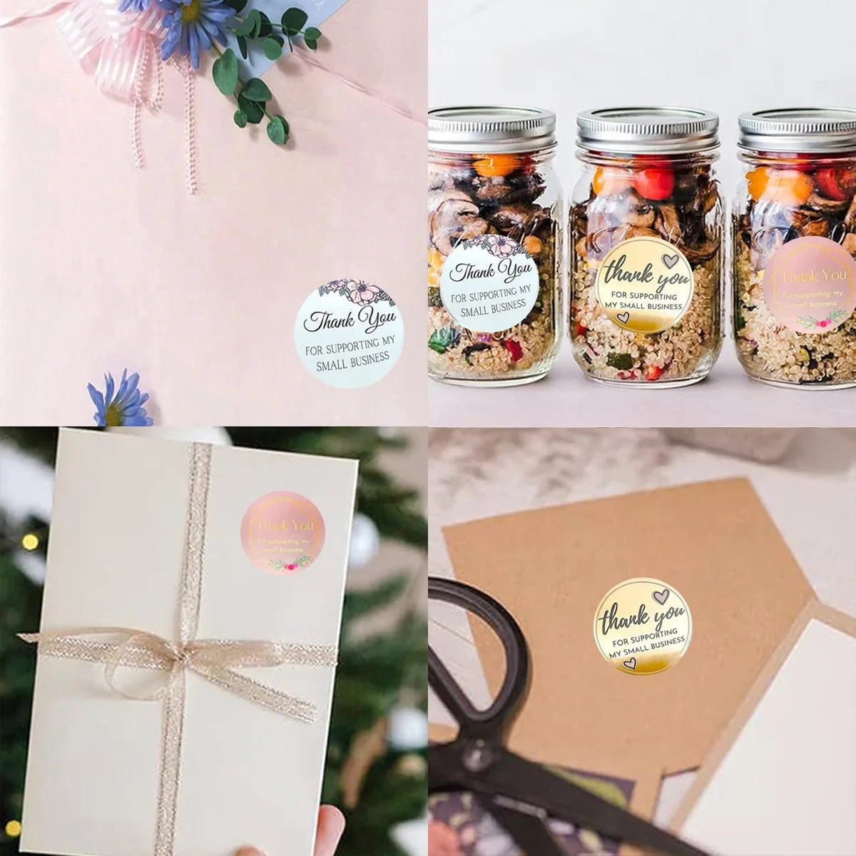 500pcs Thank You Stickers for Small Business | Floral Gift Packaging Seal Labels