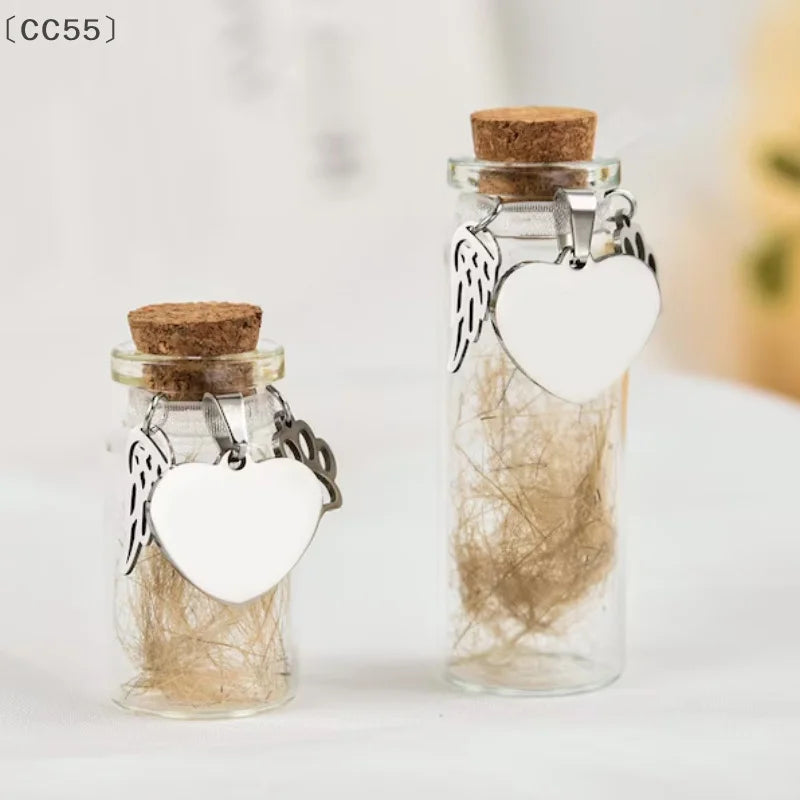 Pet Memorial Bottle | Dog Cat Fur Keepsake with 3 Silver Accessories