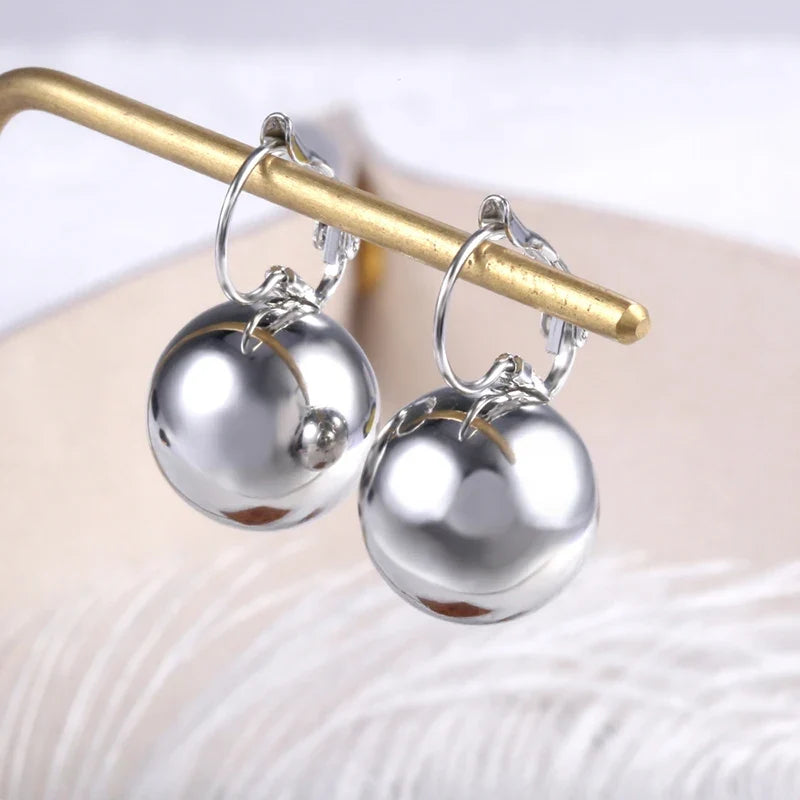 Smooth Ball Drop Earrings for Women | Creative Gold White Rosegold Dangle Jewelry