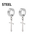 Fashion Titanium Steel Cross Ear Clip Earrings | Unisex Punk Single Earring
