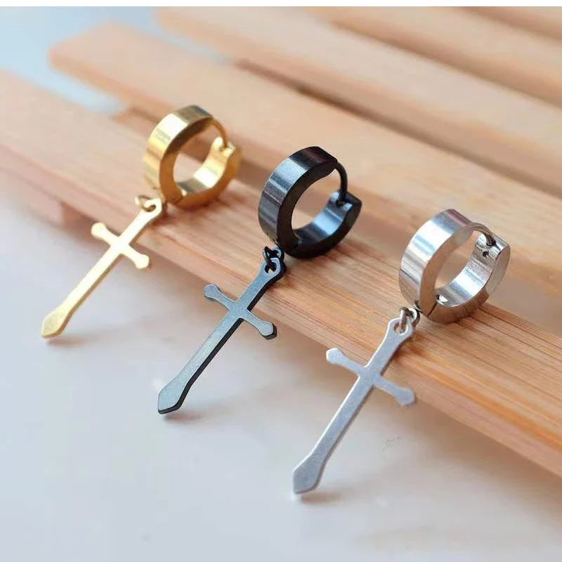 Punk Stainless Steel Stud Earrings Set | Unisex Gothic Hip Hop Ear Piercing Jewelry