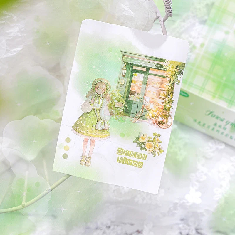 Yoofun 20pcs Watercolor Landscape Stickers | PET Collage for DIY Journal