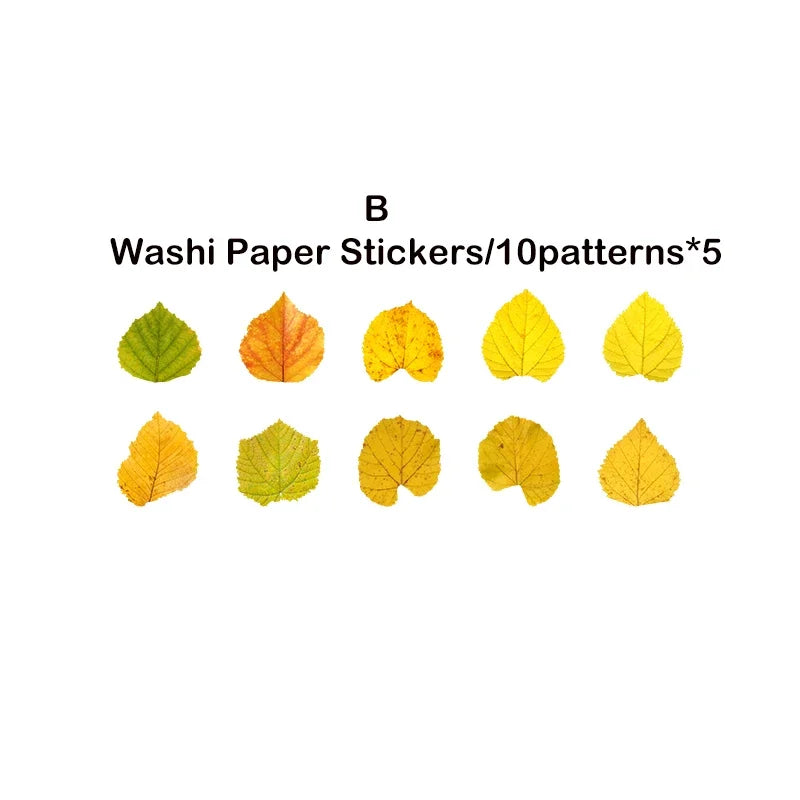 Leaf Washi Paper Stickers | 50-Pack DIY Scrapbooking Decor