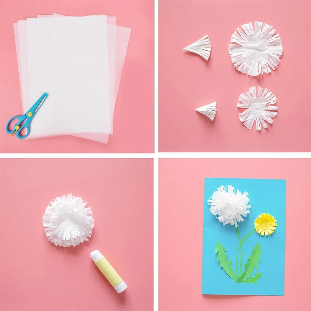 100 Sheets Multicolor Tissue Paper for Gift Wrapping | Bulk A4/A5 Translucent Craft Paper