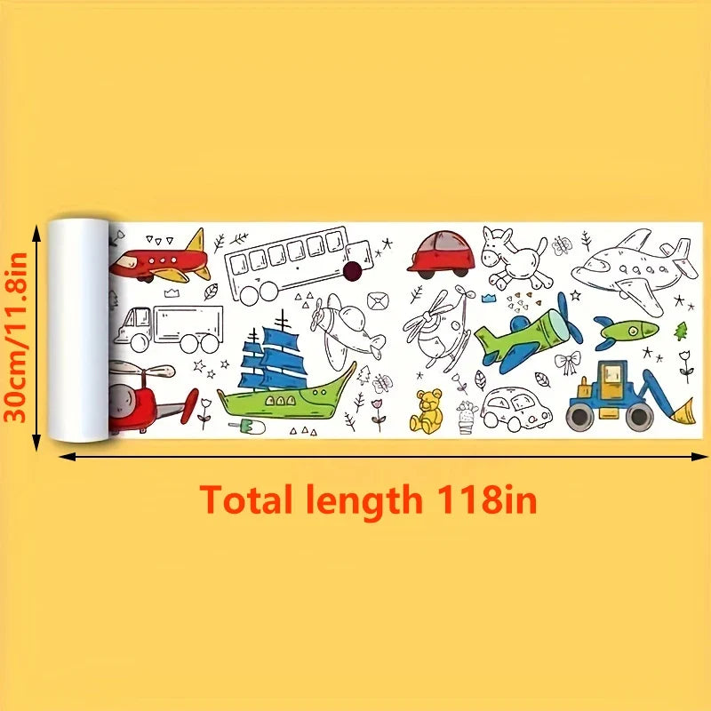Children's Drawing Kit | 3m Long Doodle Paper Rolls for Creative Fun