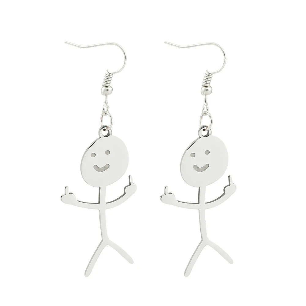 Funny Doodle Earrings for Women | Y2K Stainless Steel Character Studs