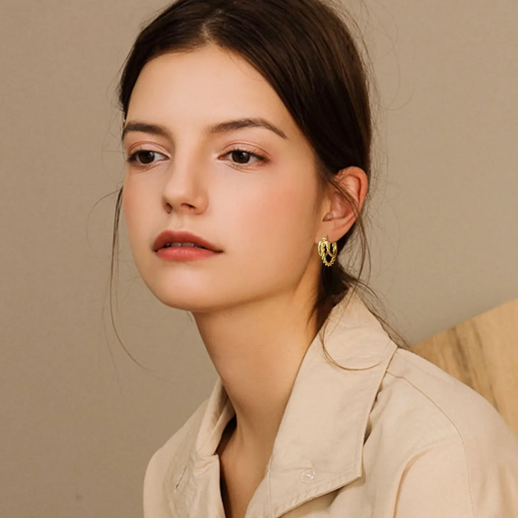 Trendy Stainless Steel Hoop Earrings for Women | Gold Plated Layered Huggie Earrings