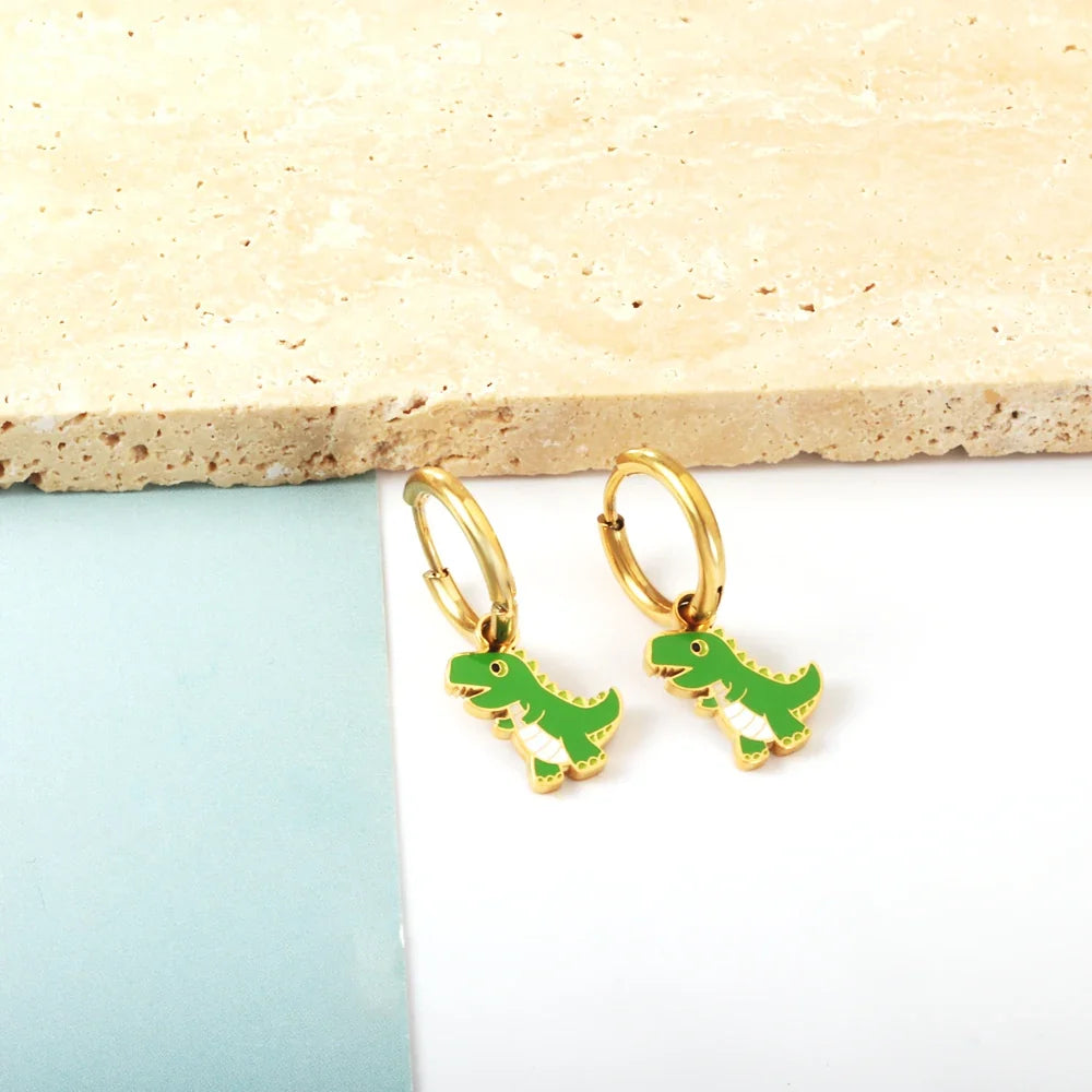 LUXUSTEEL Animal Hoop Earrings | Stainless Steel Drop Earrings for Women
