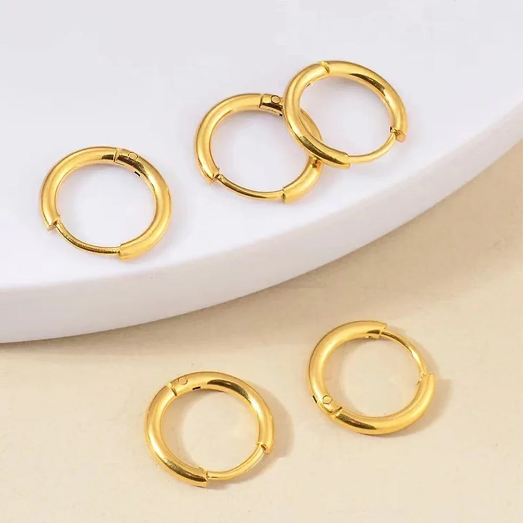 4 Pairs Stainless Steel Tiny Hoop Earrings | Simple Silver and Gold Circle Earrings