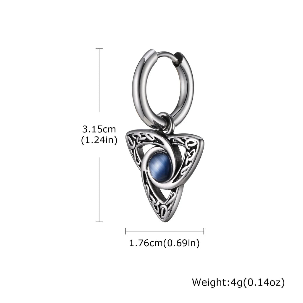 Geometric Triangle Earrings for Men | Viking Natural Stone Huggies Hoop Earrings