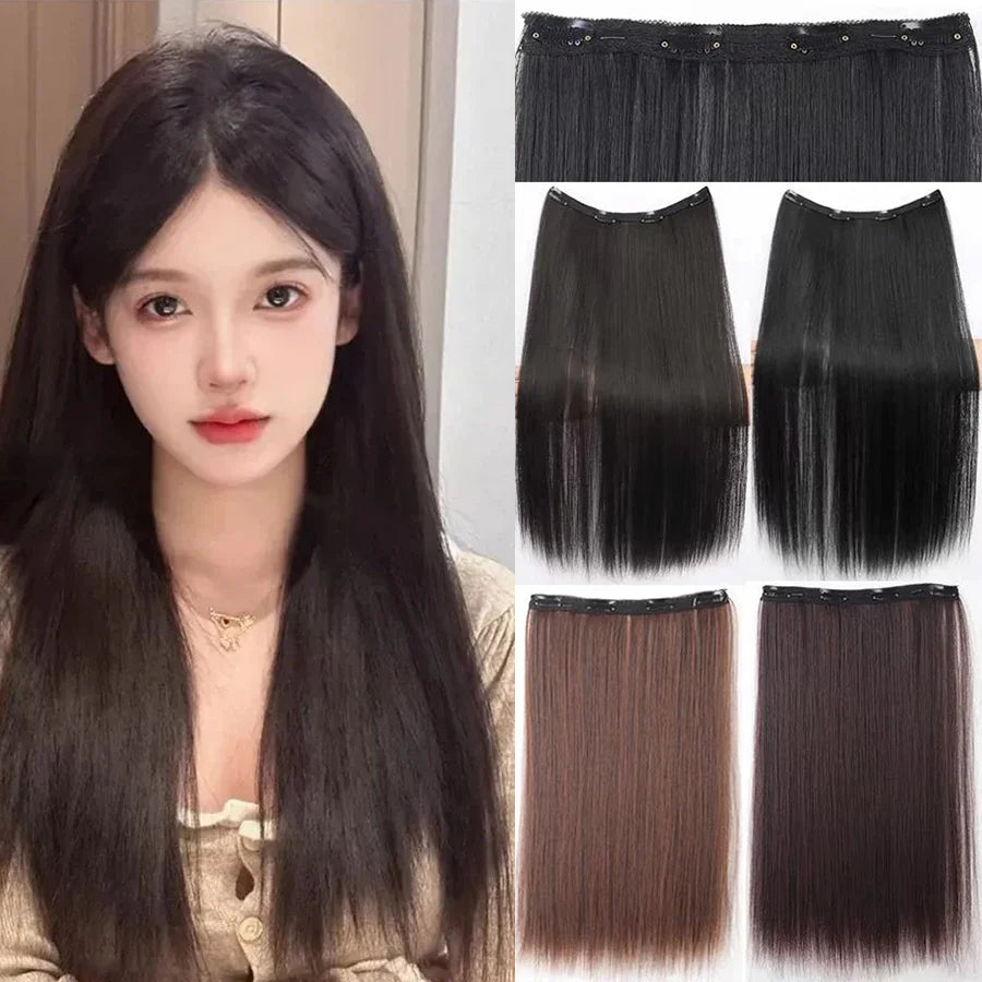 Synthetic Long Straight Clip In Hair Extension | 4 Clips Hidden Hair Piece Wig