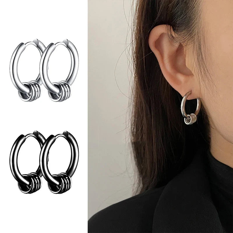 Gothic Stainless Steel Hoop Earrings | Unisex Dragon Punk Jewelry