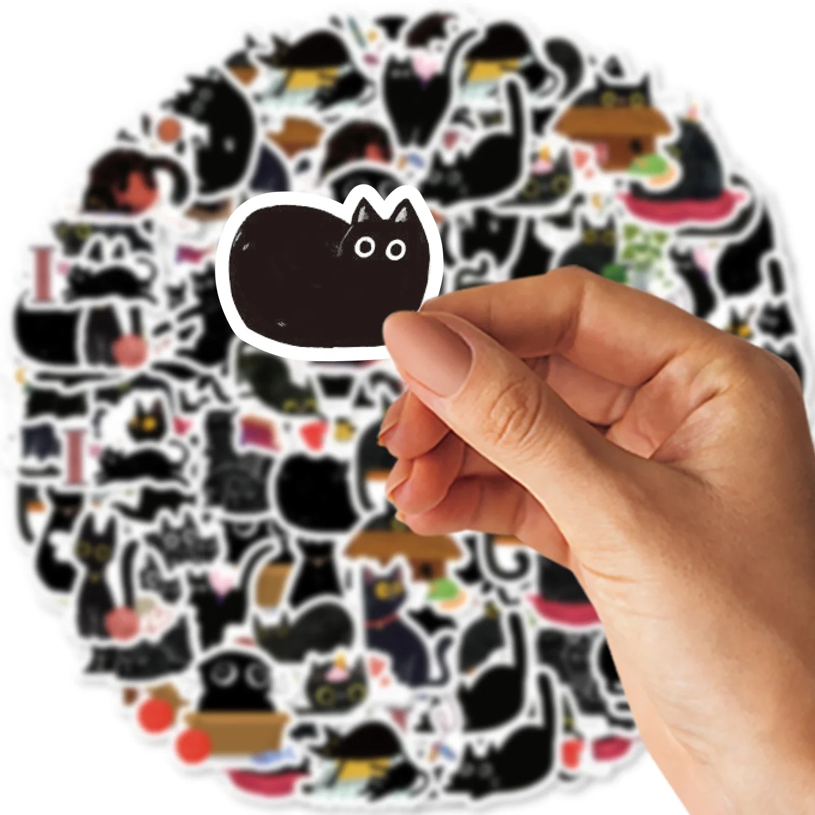 Etori Life Black Cat Stickers | 45 Waterproof DIY Stickers for Laptops and Scrapbooking