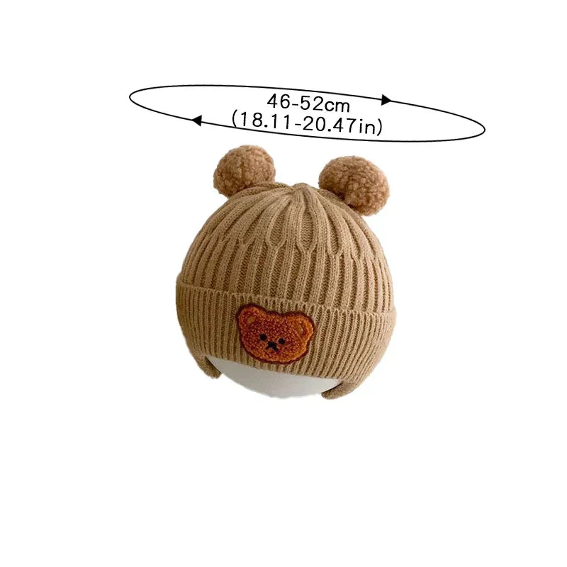 Baby Bear Ear Protection Hat | Winter Thickened Warm Knitted Hat for Children
