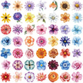 50Pcs Transparent Cartoon Floral Stickers | Waterproof PET Decor for Journals, Guitars, and Notebooks