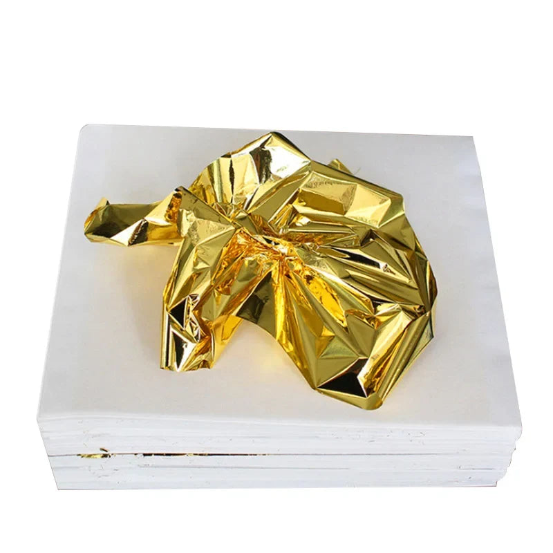 100Pcs Imitation Gold Silver Copper Foil Sheets | Gilding Leaf Flakes for DIY Nail Art Wedding Decor