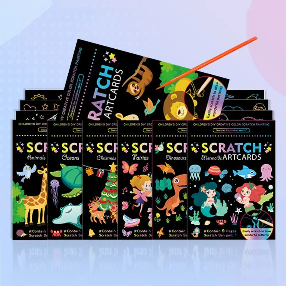Magic Rainbow Scratch Art Painting Paper Kit | Kids DIY Educational Toy