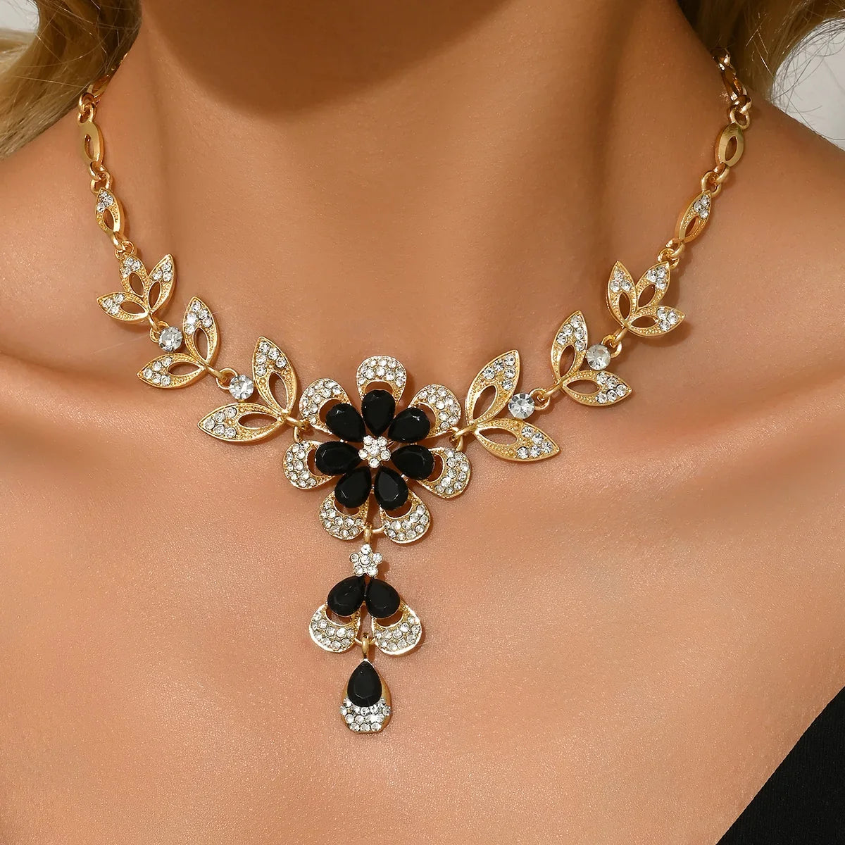 Flower Pendant Necklace | Vintage Style Cubic Zirconia Jewelry for Women