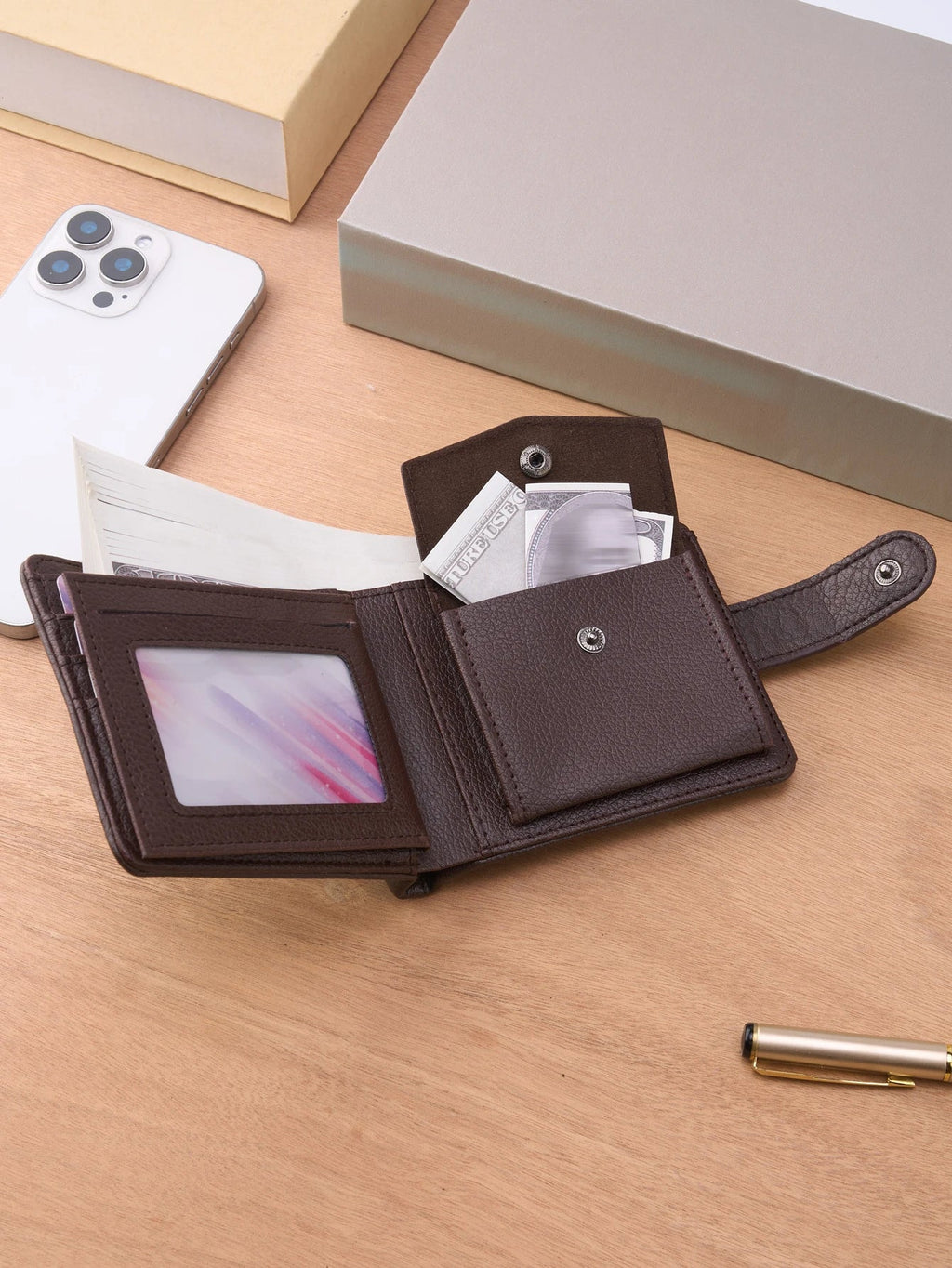 Men's Leather Zipper Wallet | Slim Short Multi-card Holder with Coin Pocket
