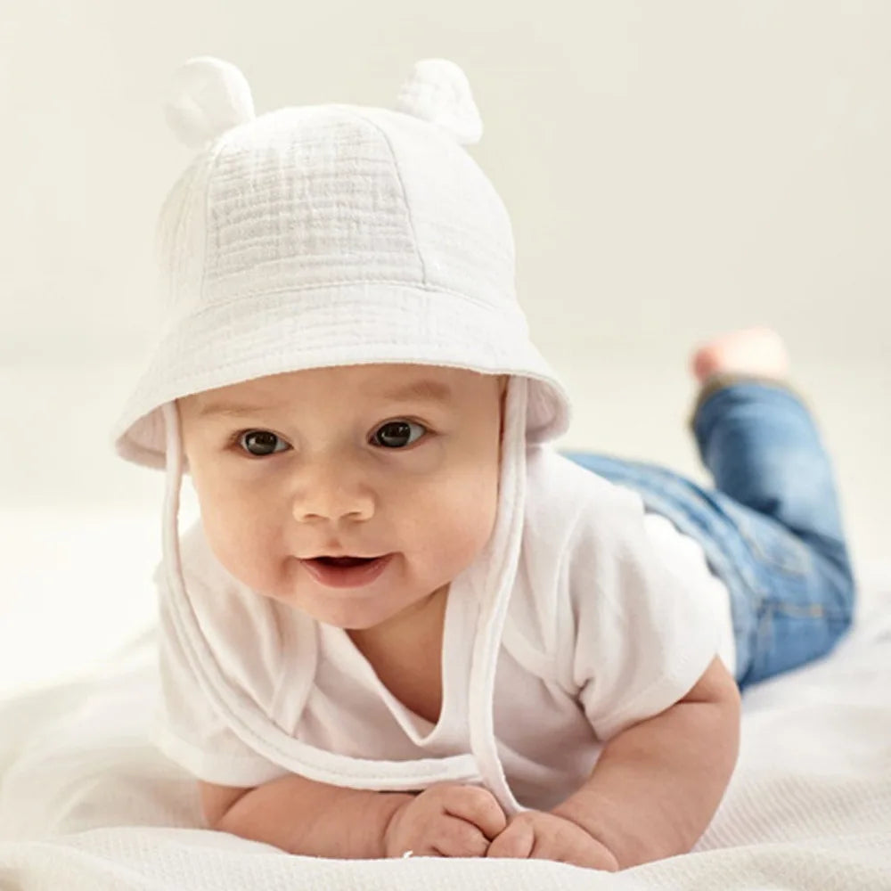 Muslin Baby Sun Hat for Newborn | Cotton Bucket Hat for Infant Summer