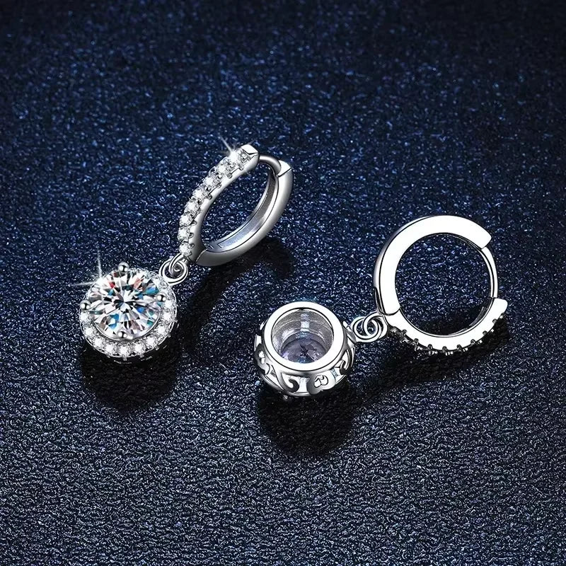925 Sterling Silver 1 Carat Moissanite Hoop Earrings | Luxury Evening Jewelry for Women