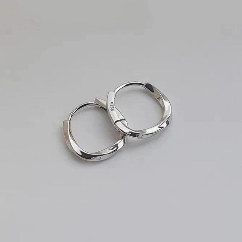Silver Hoop Earrings | Trendy Distorted Round Earrings for Women