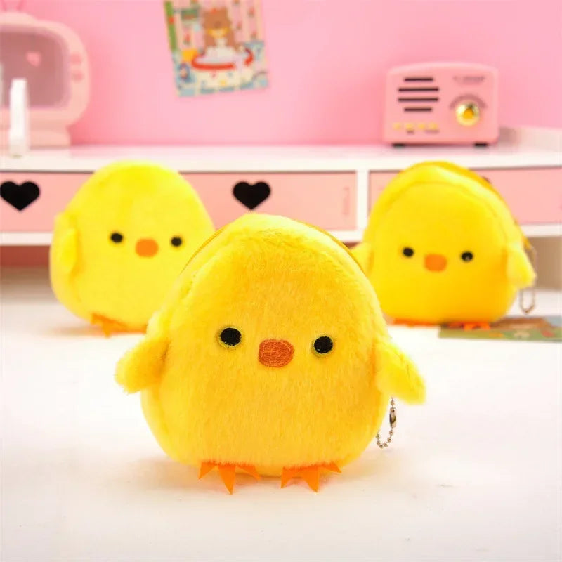 Cute Animal Plush Coin Purse | Zipper Change Purse with Keychain Mini Wallet