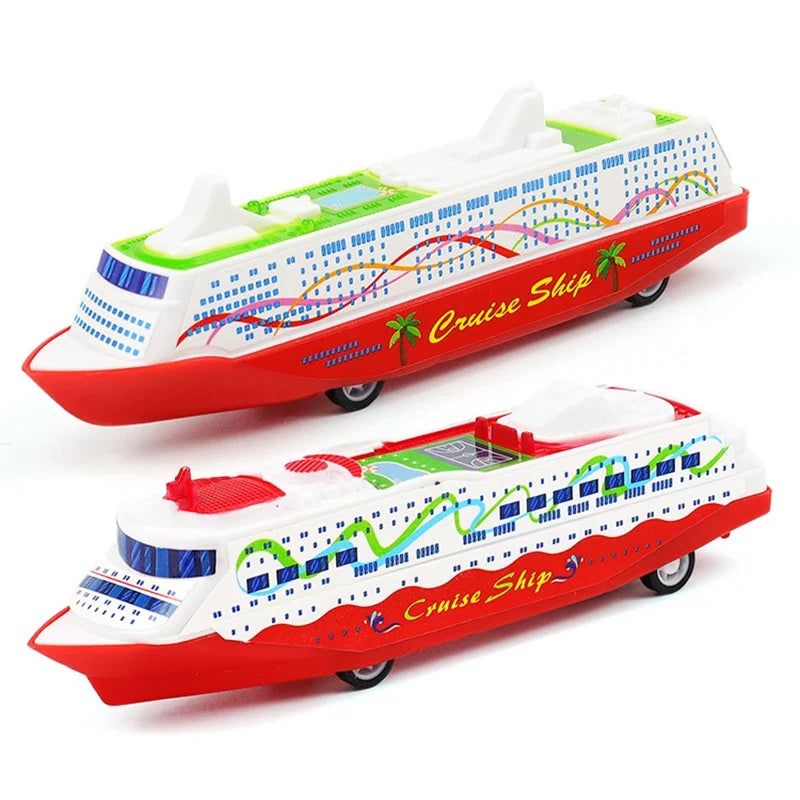 1PC Cruise Boat Ship Model | Pull Back Sliding Steamship Gliding Toy Gift