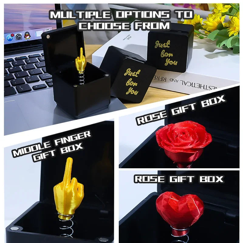 3D Middle Finger in a Box | Funny Novelty Gift for Office Desk Prank