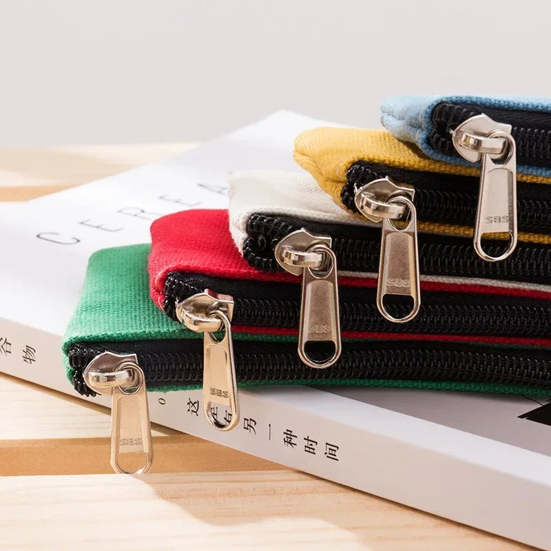 Solid Color Canvas Zipper Coin Purse | Mini Money Pouch for Women Men