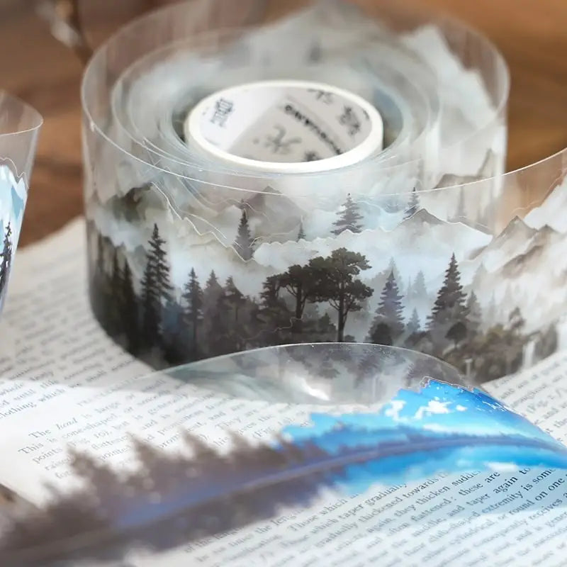 Natural Forest Tape Sticker | 4.5x200cm Scenery Decorative Masking Tape for Junk Journal Scrapbooking