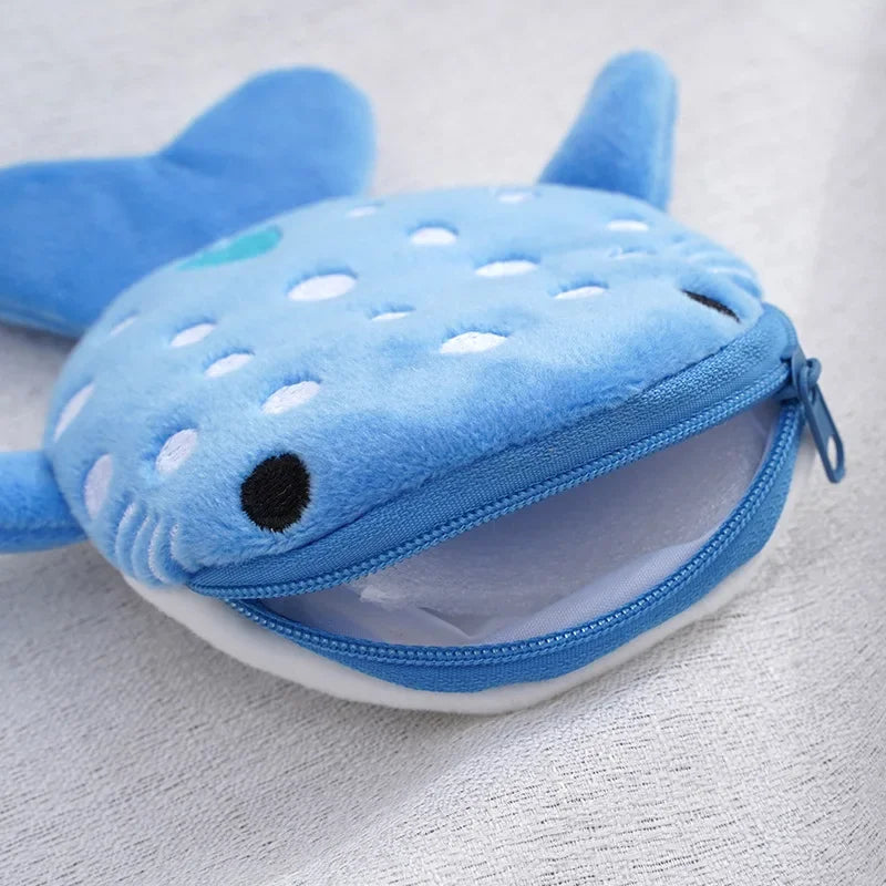 Cartoon Whale Shark Coin Purse | Kawaii Plush Zipper Wallet